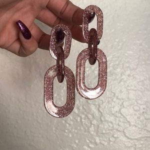 pink glitter earrings